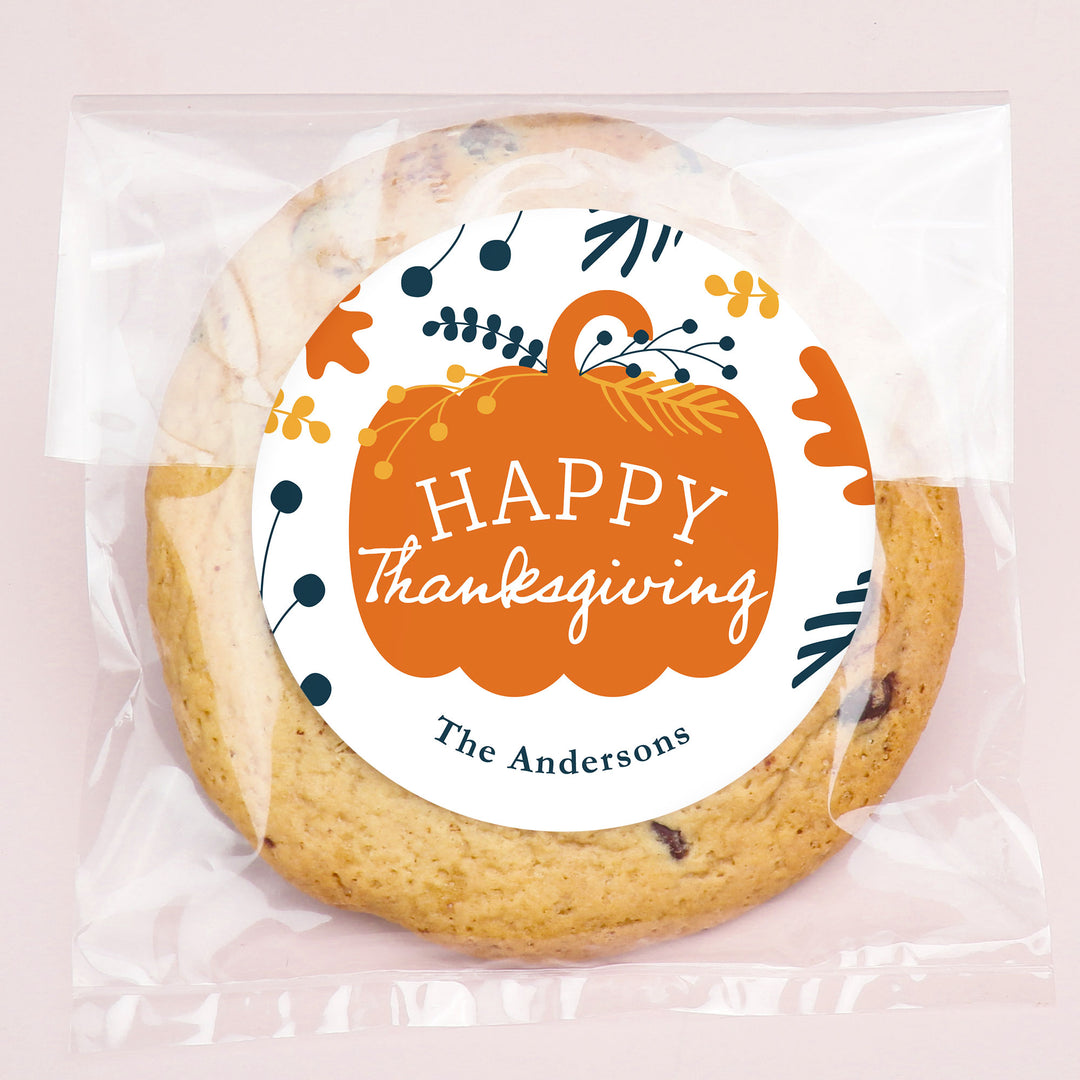 Custom Text Stickers & Clear Cookie Bags - Happy Thanksgiving