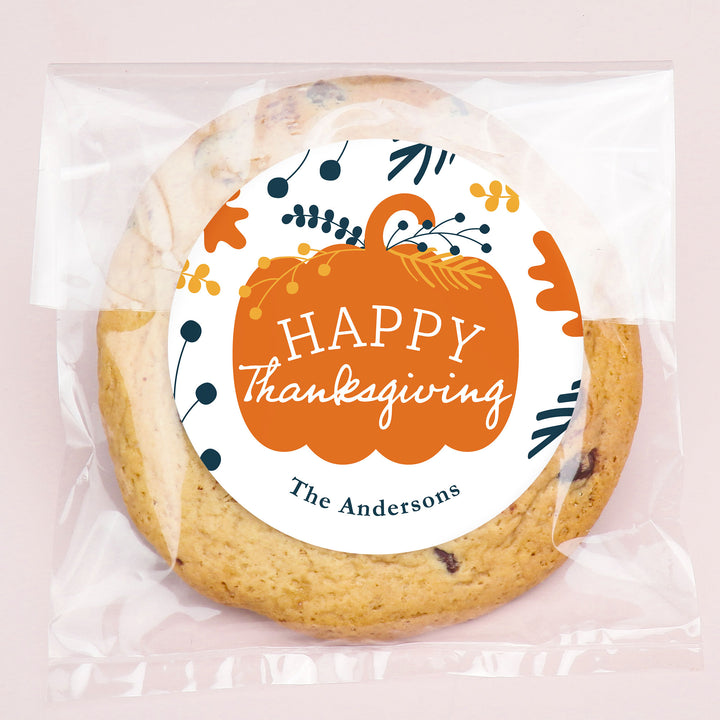 Custom Text Stickers & Clear Cookie Bags - Happy Thanksgiving