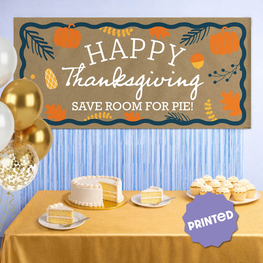 Custom Text Happy Thanksgiving Kraft Banner