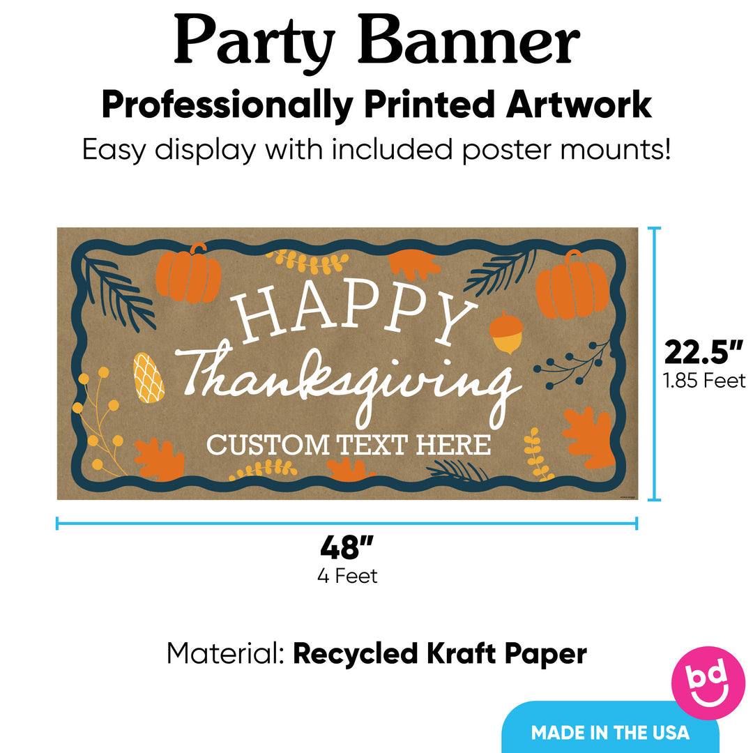 Custom Text Happy Thanksgiving Kraft Banner