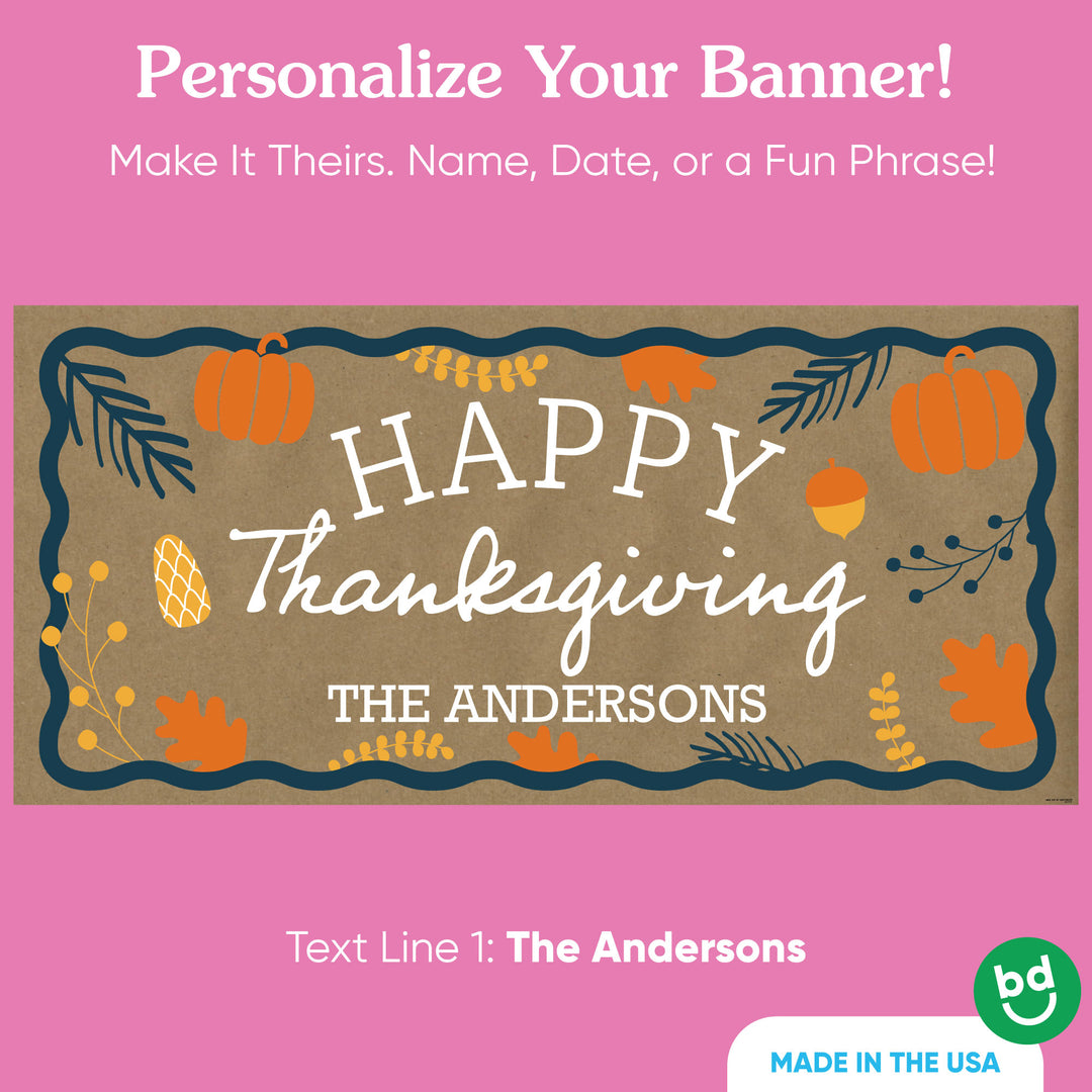 Custom Text Happy Thanksgiving Kraft Banner