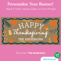 Custom Text Happy Thanksgiving Kraft Banner