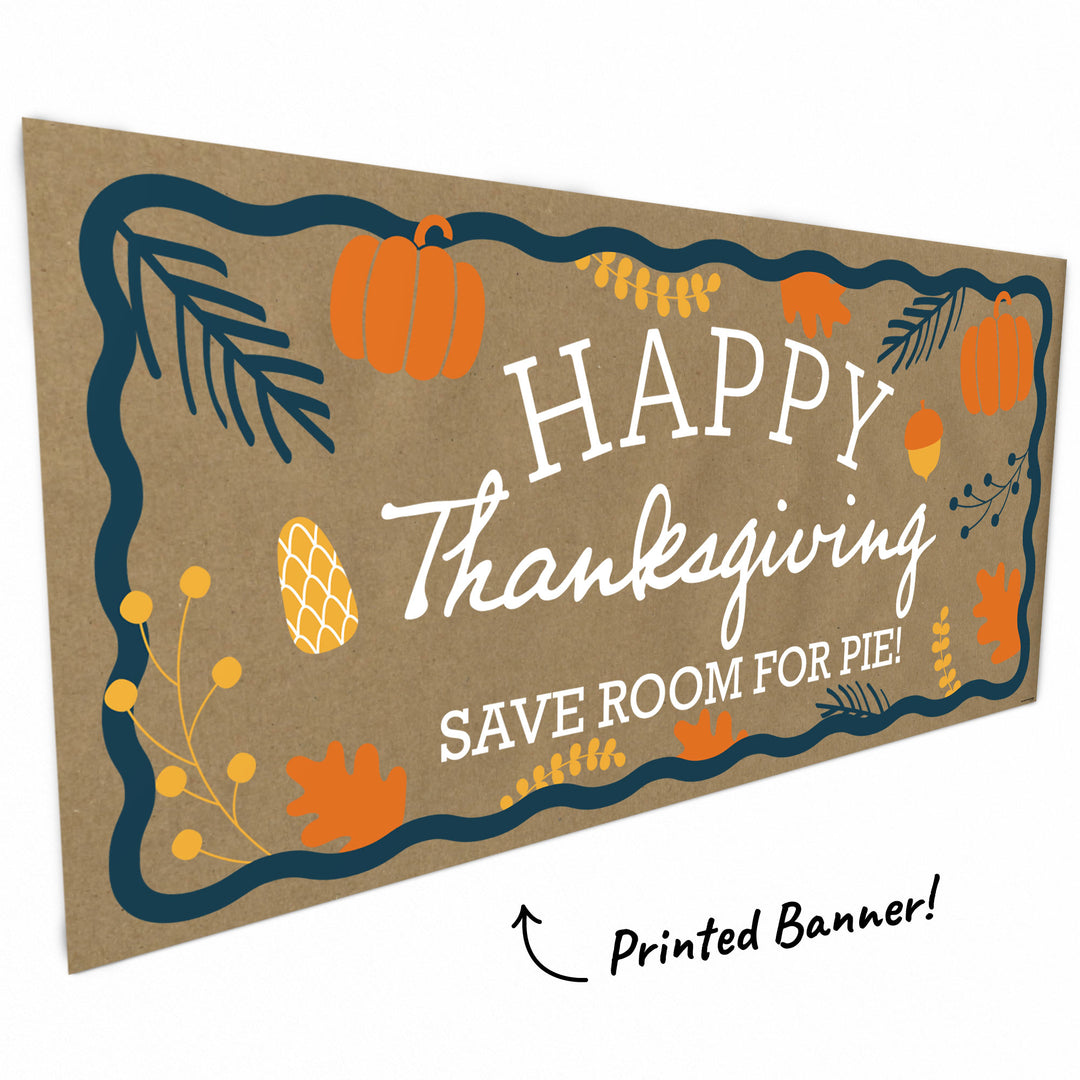 Custom Text Happy Thanksgiving Kraft Banner