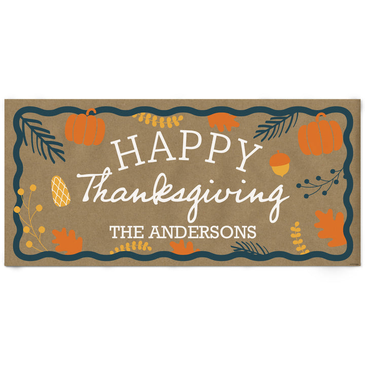 Custom Text Happy Thanksgiving Kraft Banner