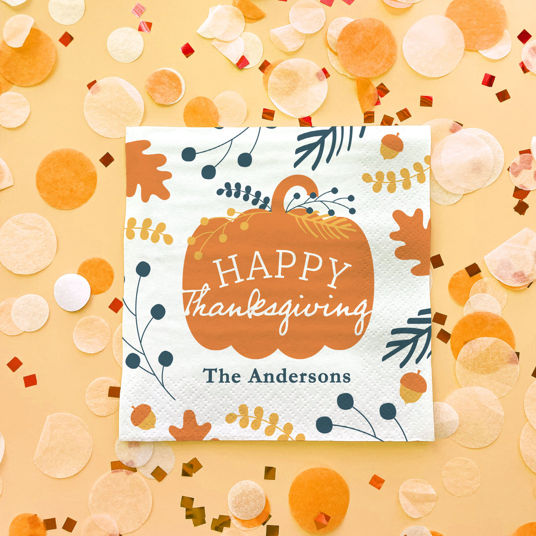 Custom Text Napkins - Happy Thanksgiving