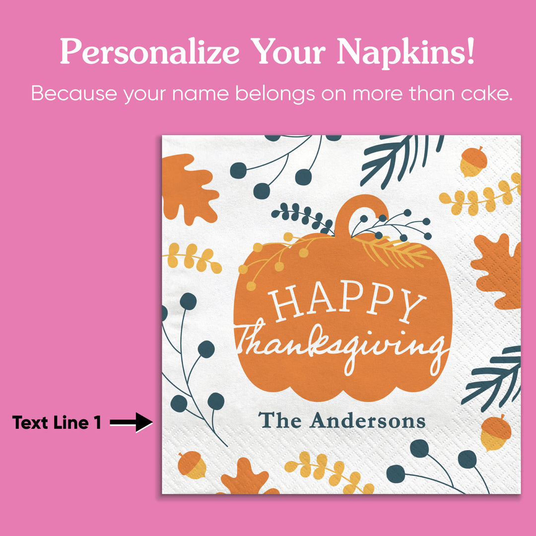 Custom Text Napkins - Happy Thanksgiving