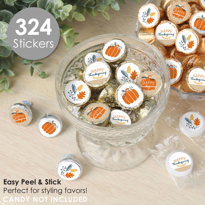 Happy Thanksgiving - Fall Harvest Party Small Round Candy Stickers - Party Favor Labels - 324 Count