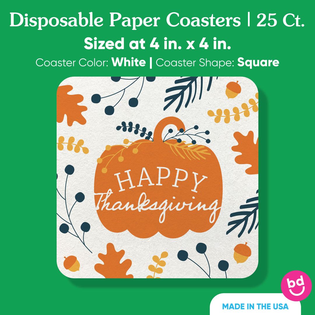 Drink Coasters - Happy Thanksgiving - 25 Ct