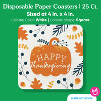 Drink Coasters - Happy Thanksgiving - 25 Ct