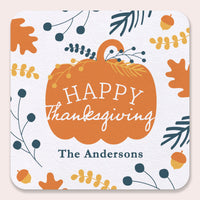 Custom Text Drink Coasters - Happy Thanksgiving - 25 Ct