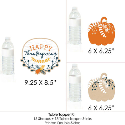 Happy Thanksgiving - Fall Harvest Party Centerpiece Sticks - Table Toppers - Set of 15