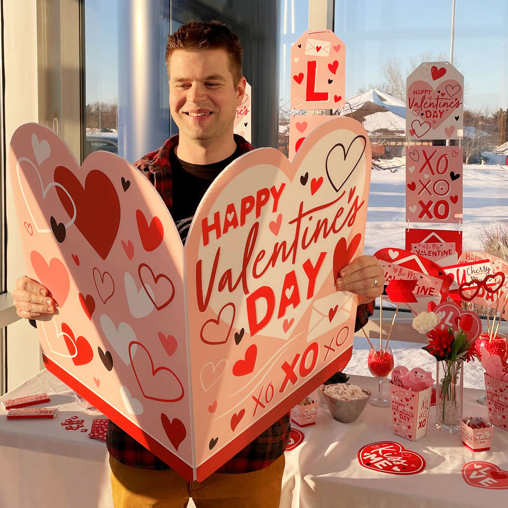 Happy Valentine's Day - Kids Valentine's Day Giant Greeting Card - Big Shaped Jumborific Card - 16.5 x 22 inches