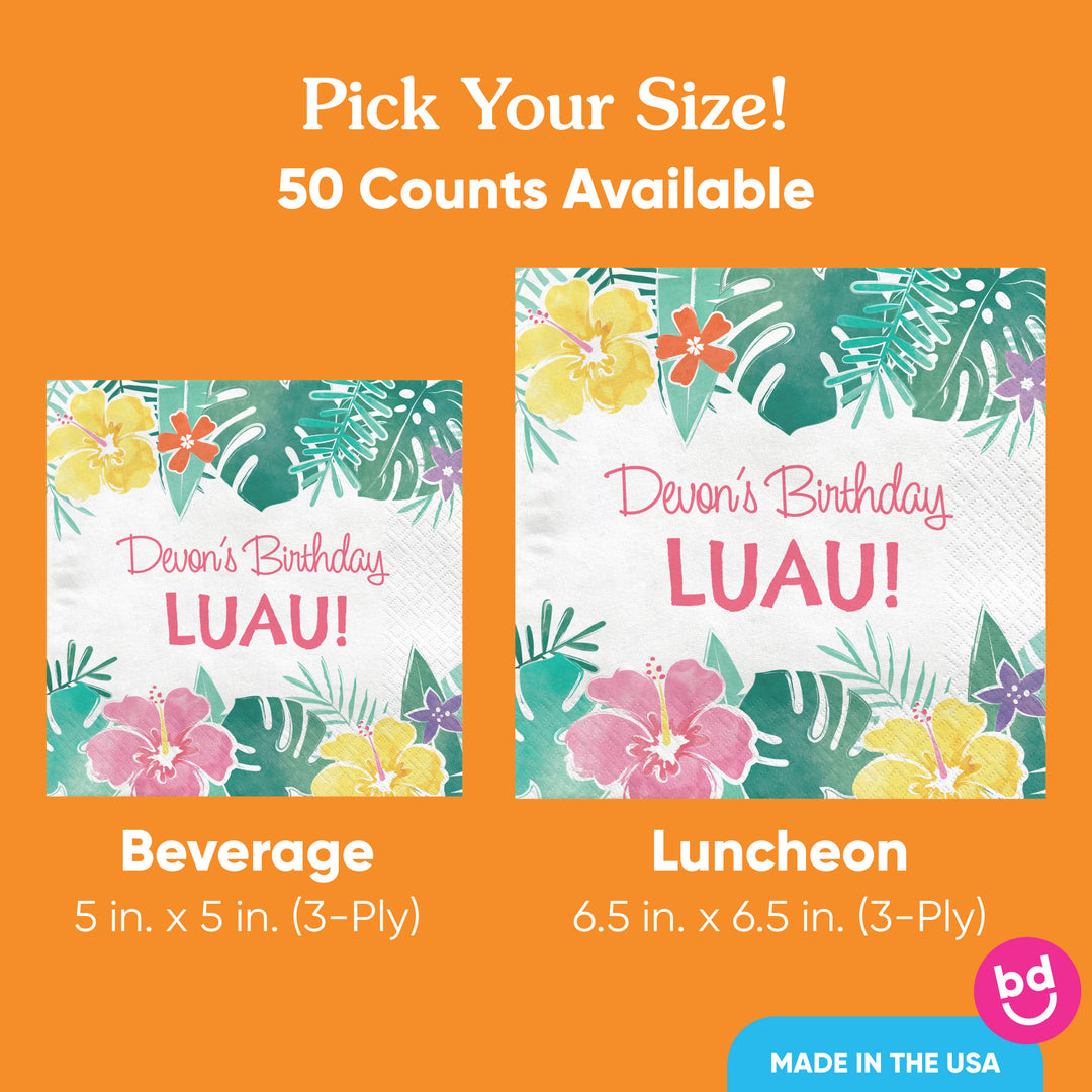 Custom Text Napkins -  Hawaiian Luau