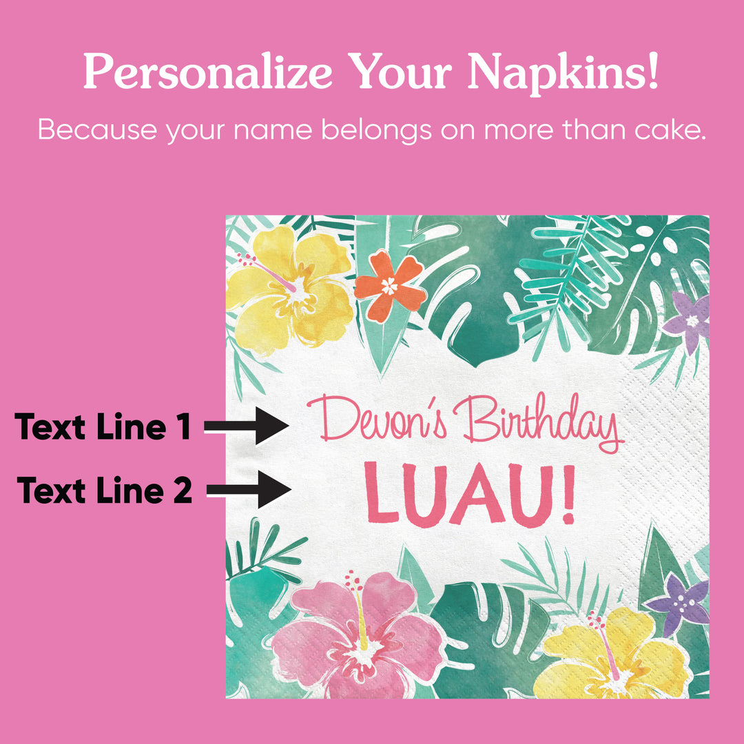 Custom Text Napkins -  Hawaiian Luau