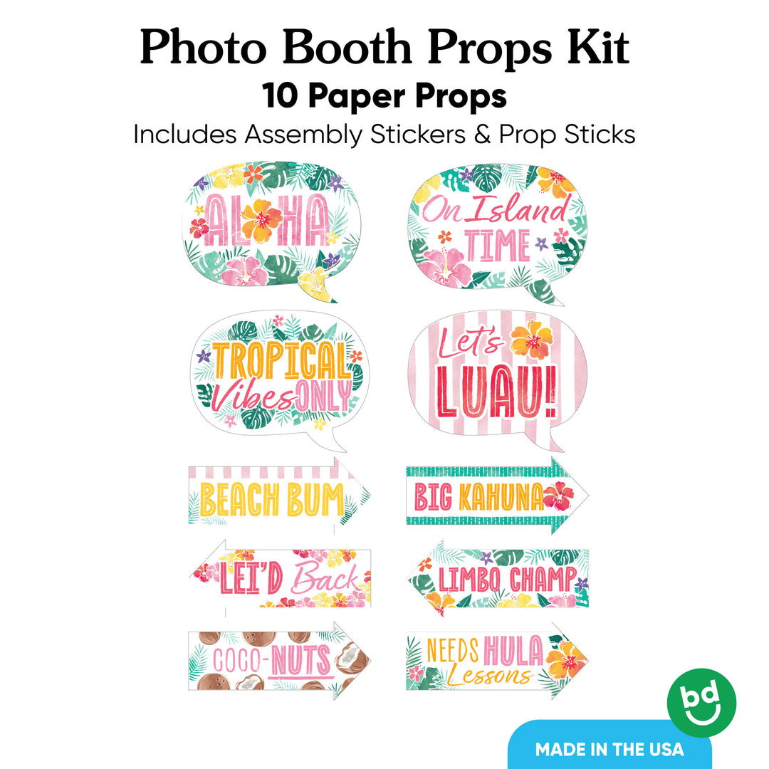 Hawaiian Luau Funny Photo Props - 10 Ct