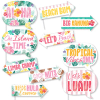 Hawaiian Luau Funny Photo Props - 10 Ct