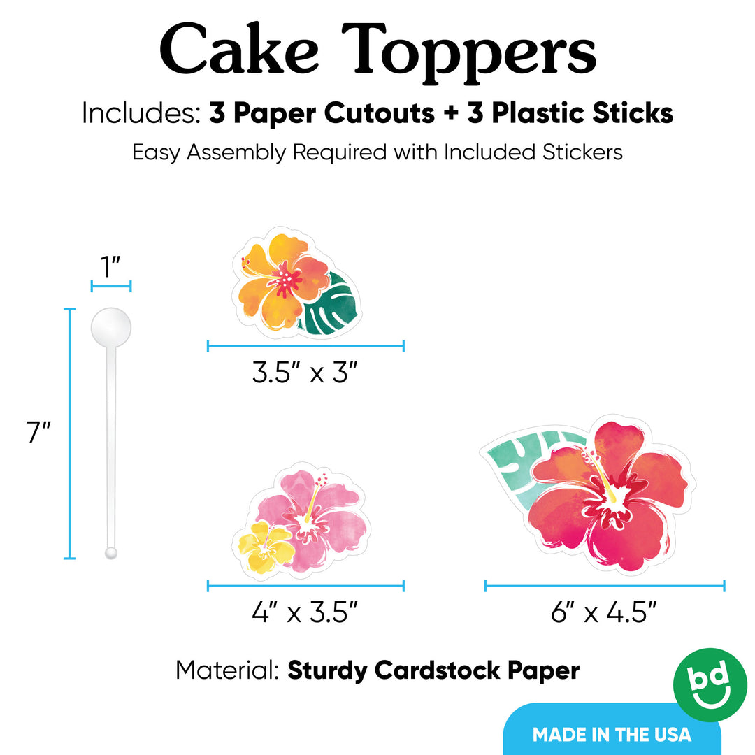 3 count luau cake topper set with sticks