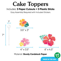 3 count luau cake topper set with sticks