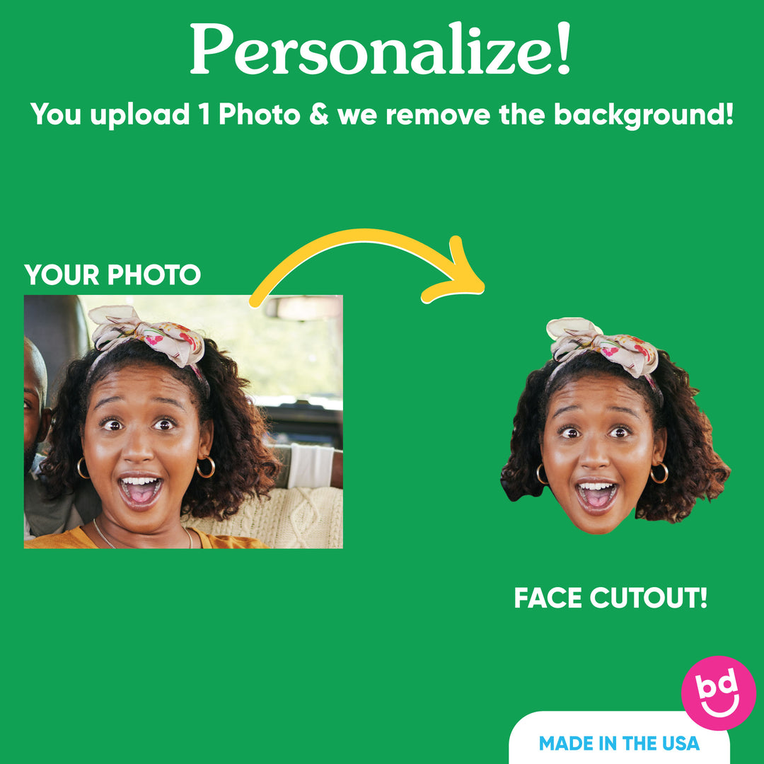Custom photo face luau cake topper detail