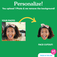 Custom photo face luau cake topper detail