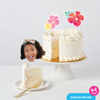 Tropical luau party cake with topper