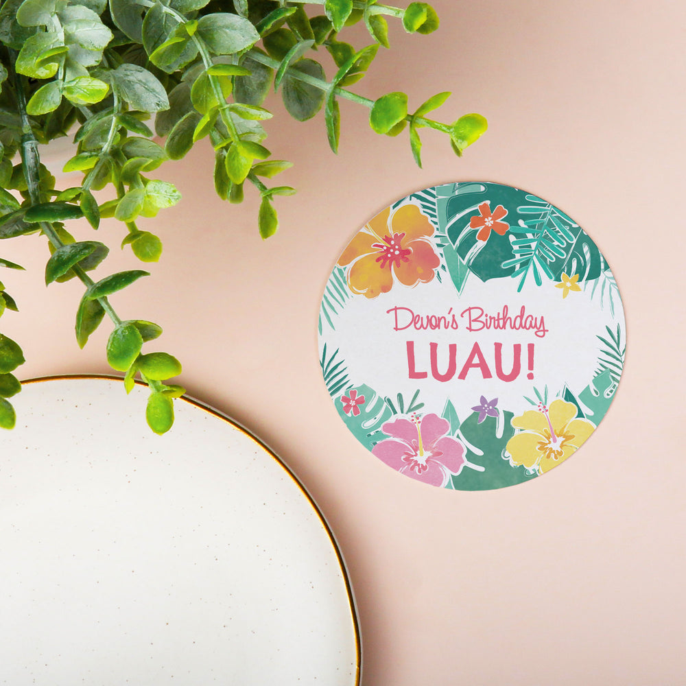 Custom Text - Drink Coasters - Hawaiian Luau - 25 Ct