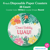 Custom Text - Drink Coasters - Hawaiian Luau - 25 Ct