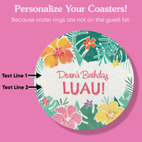 Custom Text - Drink Coasters - Hawaiian Luau - 25 Ct