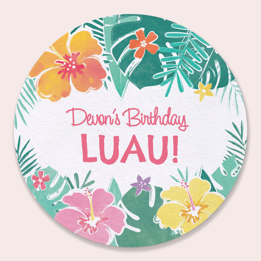 Custom Text - Drink Coasters - Hawaiian Luau - 25 Ct