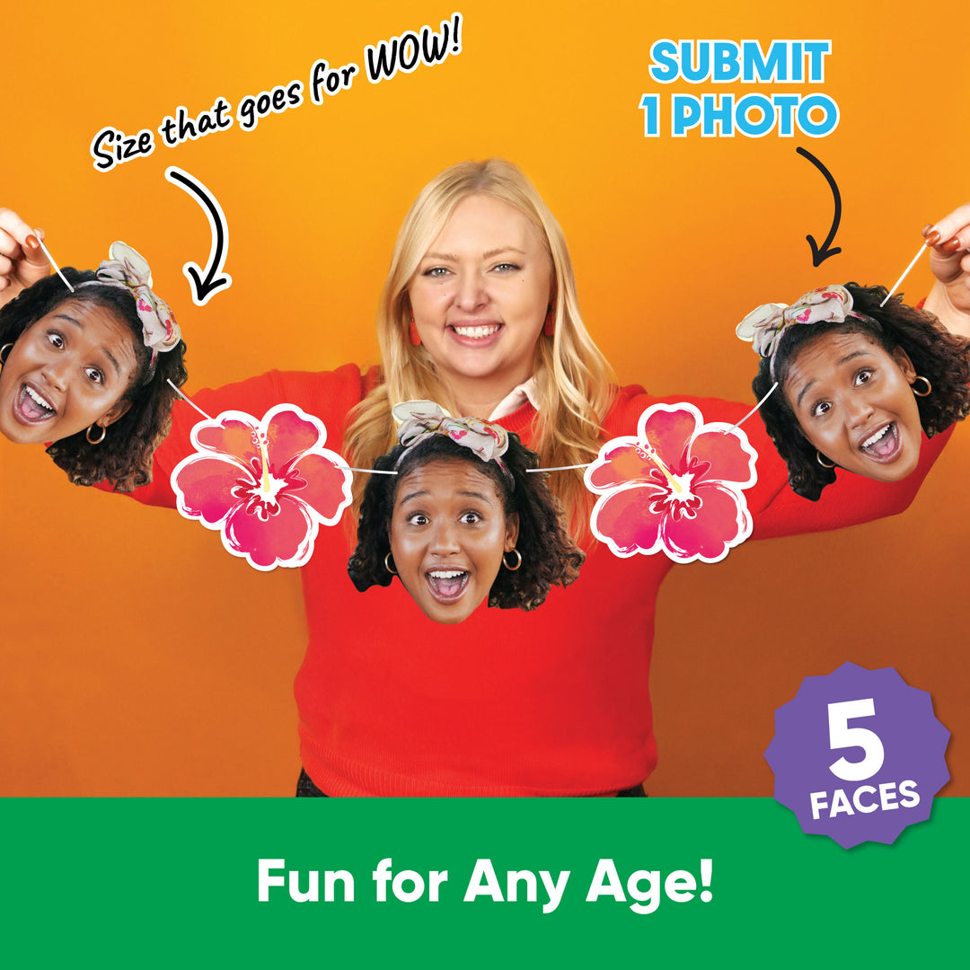 Custom Face Garland Banner - Hawaiian Luau