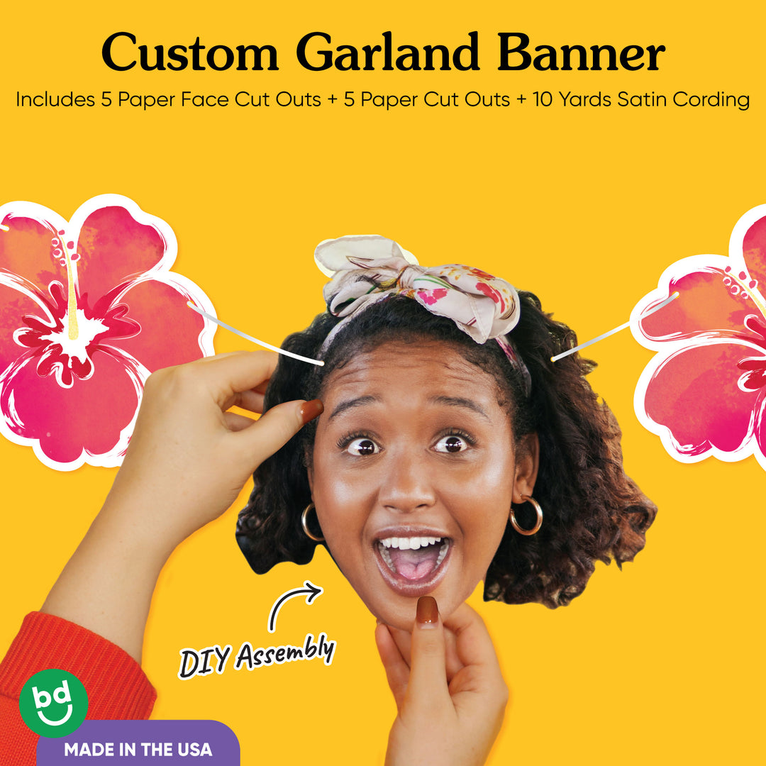 Custom Face Garland Banner - Hawaiian Luau