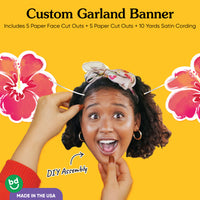 Custom Face Garland Banner - Hawaiian Luau