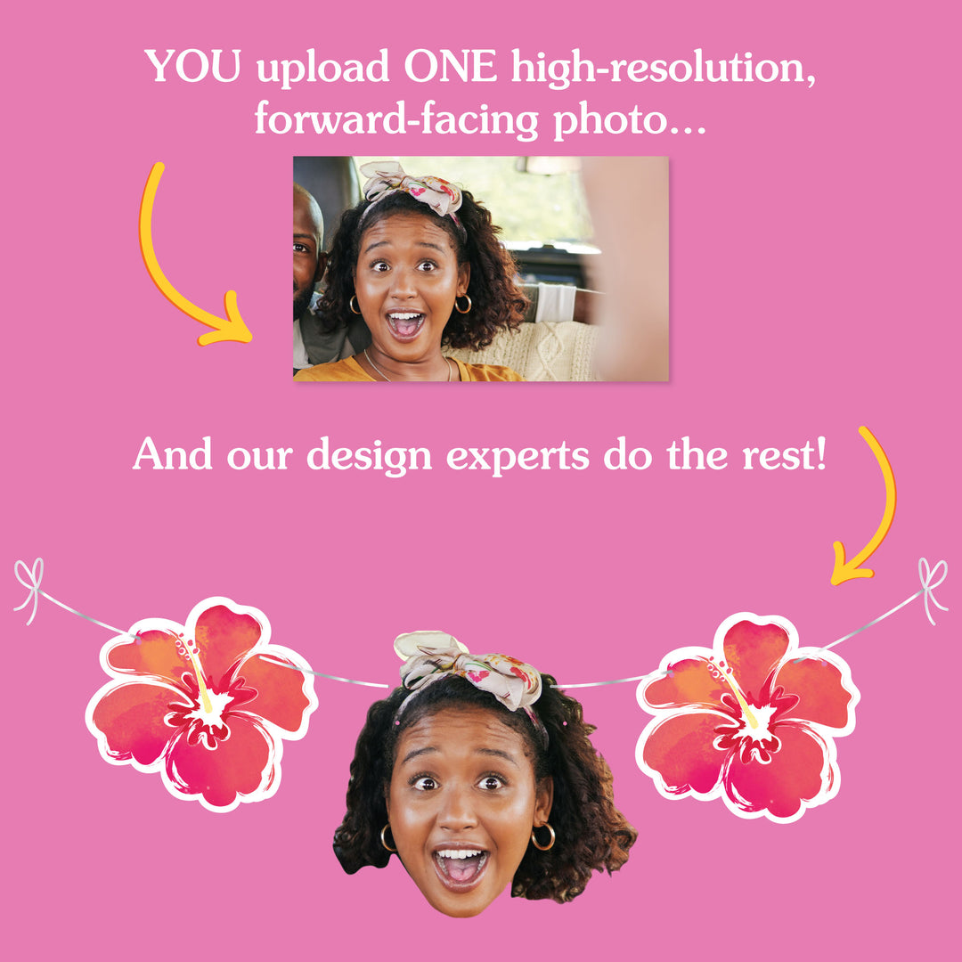 Custom Face Garland Banner - Hawaiian Luau