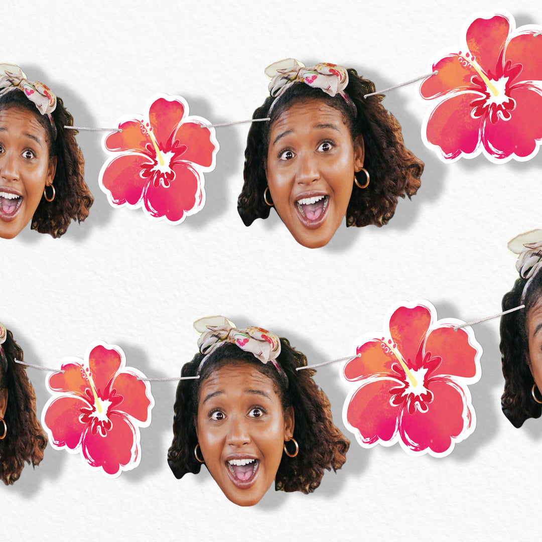 Custom Face Garland Banner - Hawaiian Luau