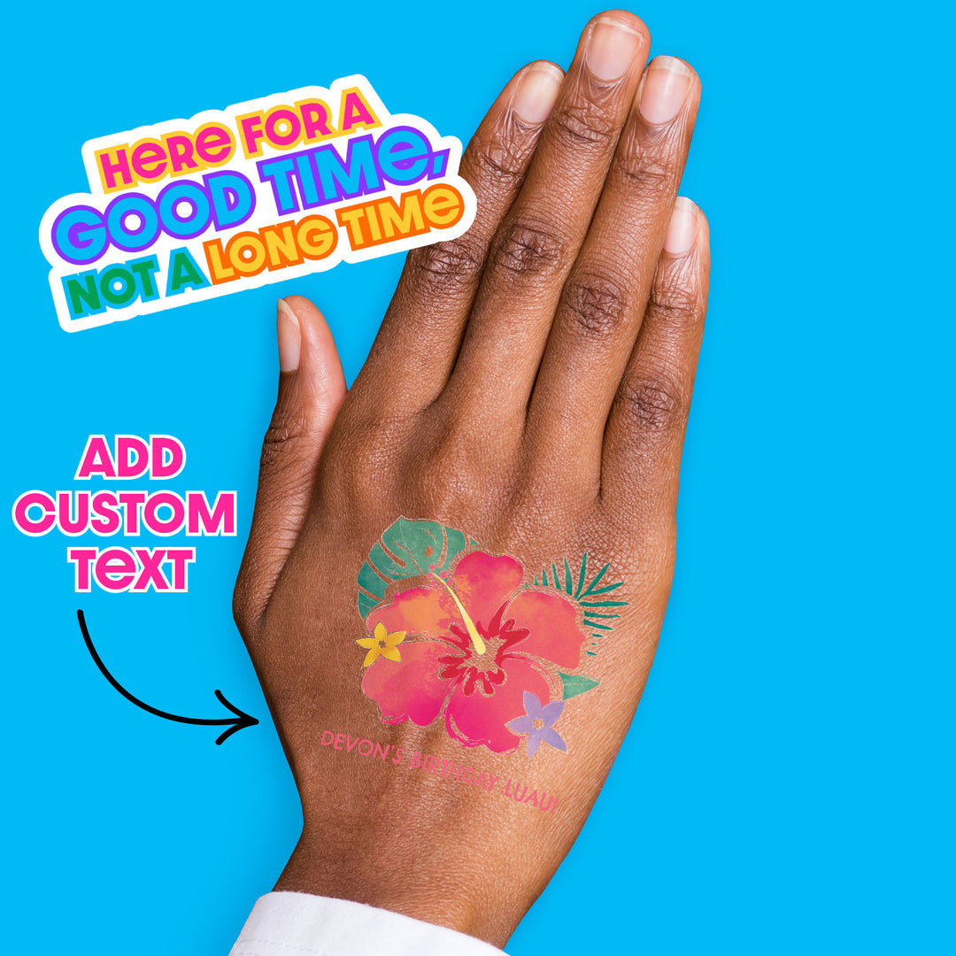 Custom Text Tattoo - Hawaiian Luau - 12 Ct