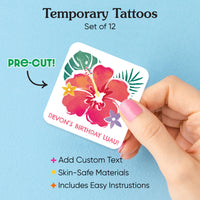 Custom Text Tattoo - Hawaiian Luau - 12 Ct