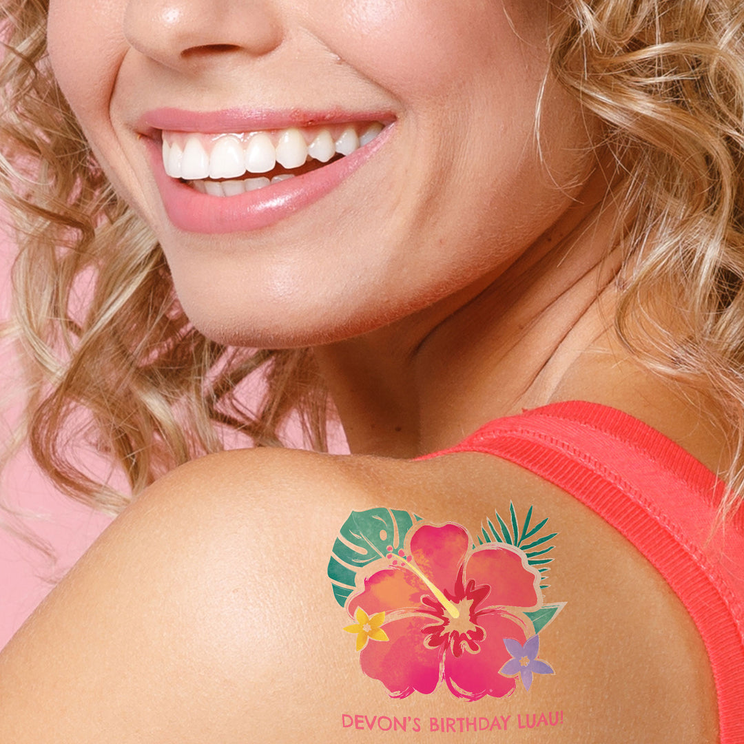 Custom Text Tattoo - Hawaiian Luau - 12 Ct