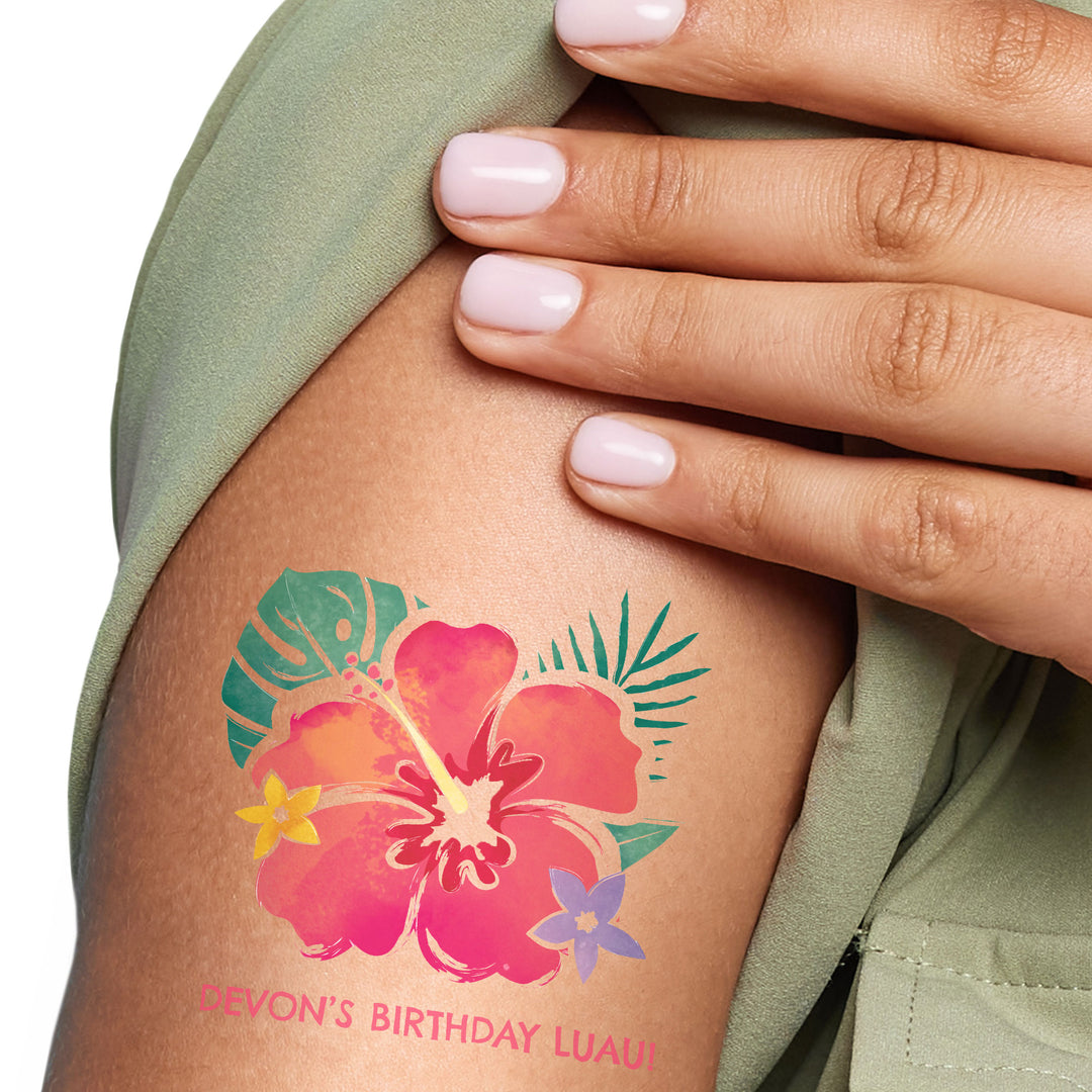 Custom Text Tattoo - Hawaiian Luau - 12 Ct