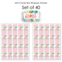 Hawaiian Luau Mini Candy Bar Wrapper Stickers - 40 Ct
