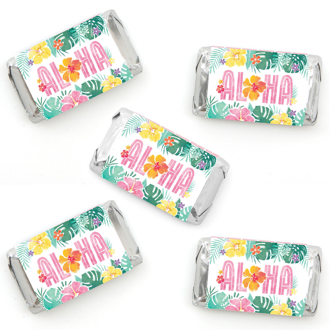 Hawaiian Luau Mini Candy Bar Wrapper Stickers - 40 Ct