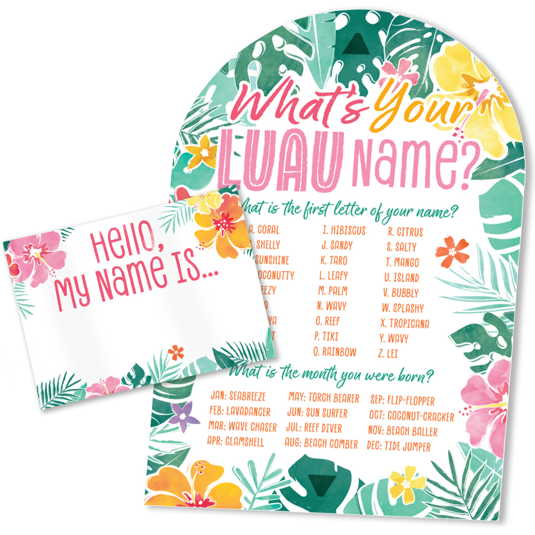 Hawaiian Luau What's Your Name Party Game