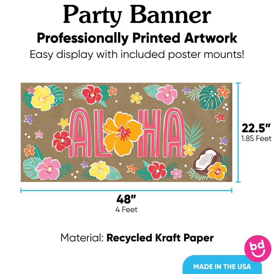 Hawaiian luau banner 48x22.5 inches with 8 poster mounts