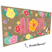 Close-up of Aloha lettering and island accents
