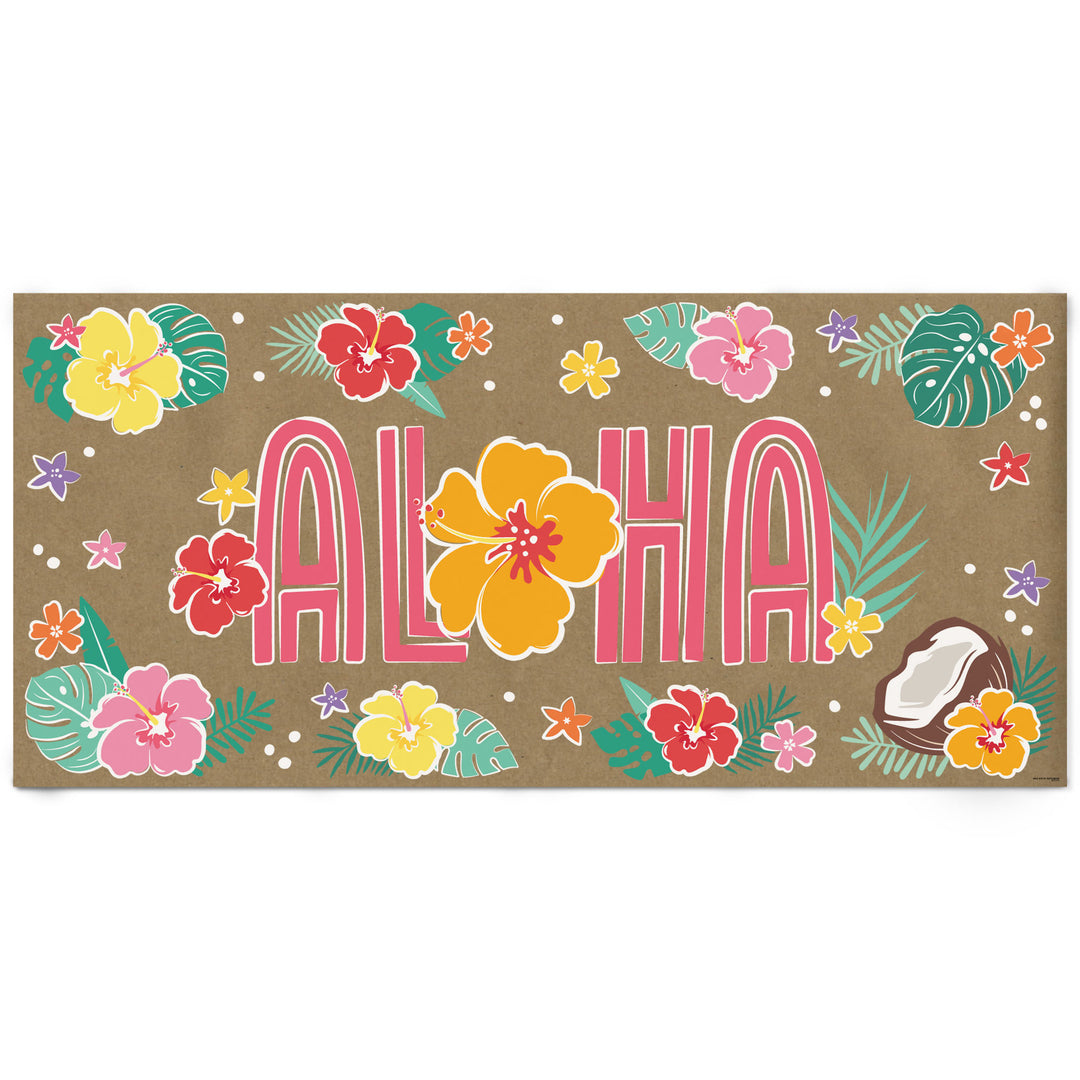 Aloha Hawaiian luau kraft paper party banner tropical decor