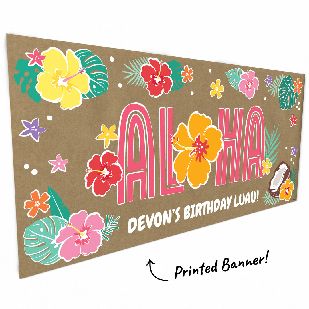 Hibiscus flowers and palm leaf artwork close-up