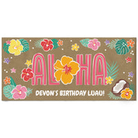 Personalized Hawaiian Luau Aloha kraft paper banner