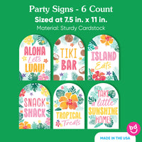 Hawaiian Luau Party Signs Set - 6 Ct
