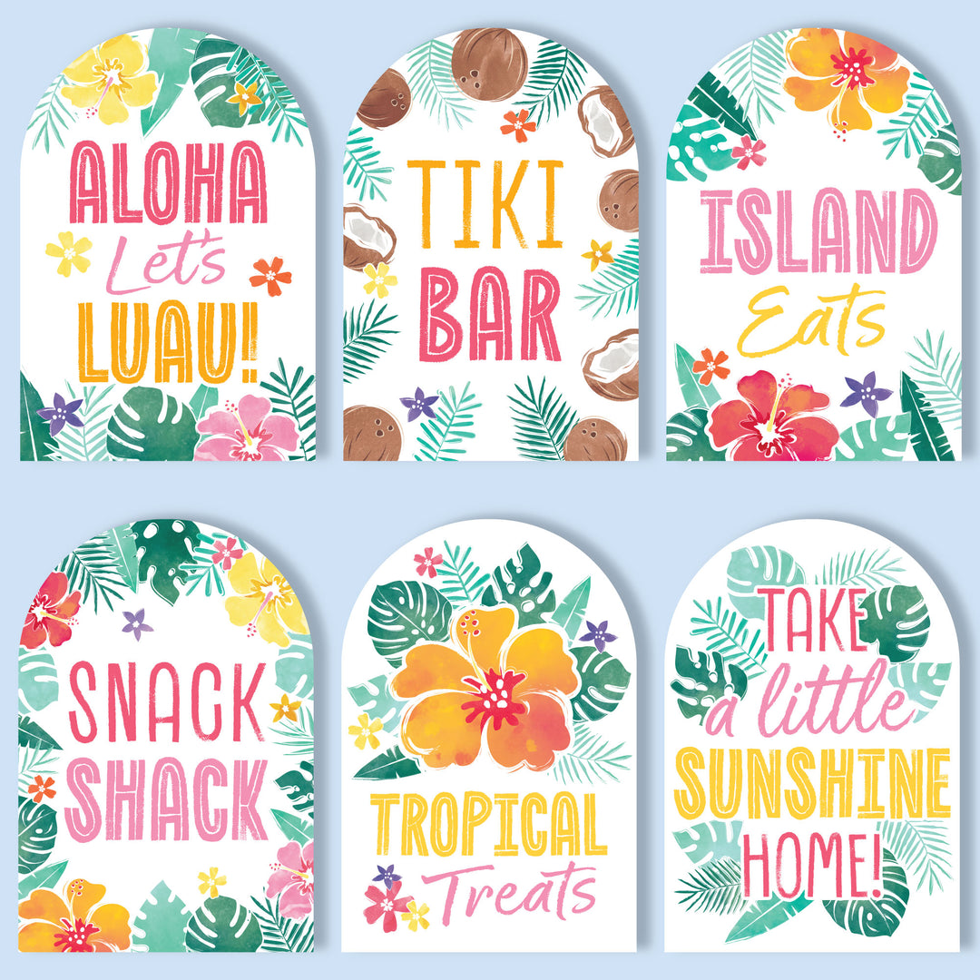 Hawaiian Luau Party Signs Set - 6 Ct
