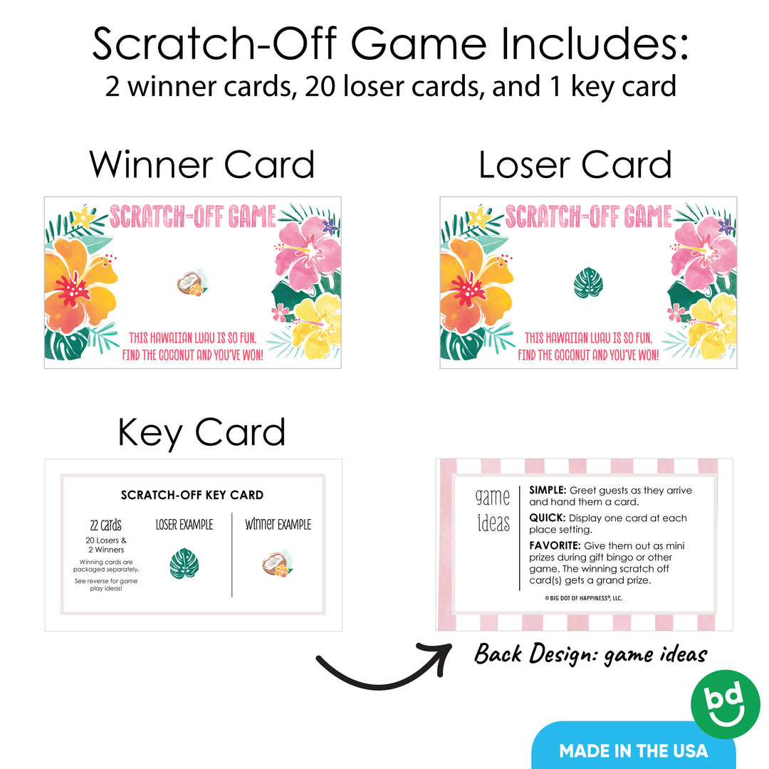 Hawaiian Luau Scratch Off Cards Game - 22 Ct