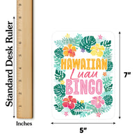 Tropical Hawaiian Luau bingo party game cards for kids and adults.